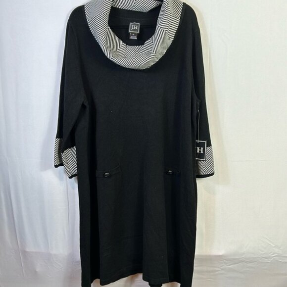 Jessica Howard Flared Sleeve Midi Dress Size 3X New Stretchy White Design Neck - Picture 1 of 8